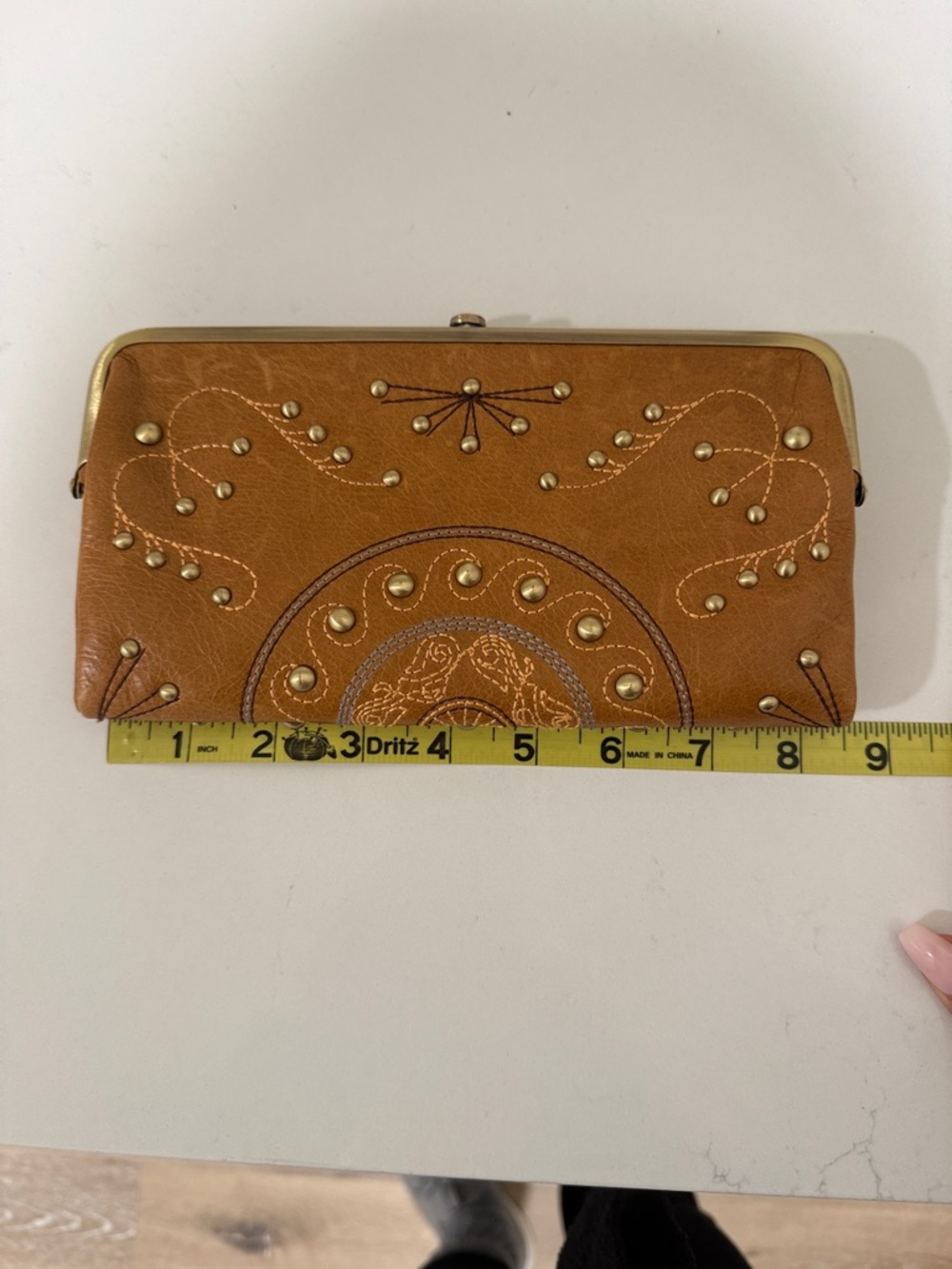 HOBO Embossed Studded Clutch Wallet - Brown - Picture 9 of 11